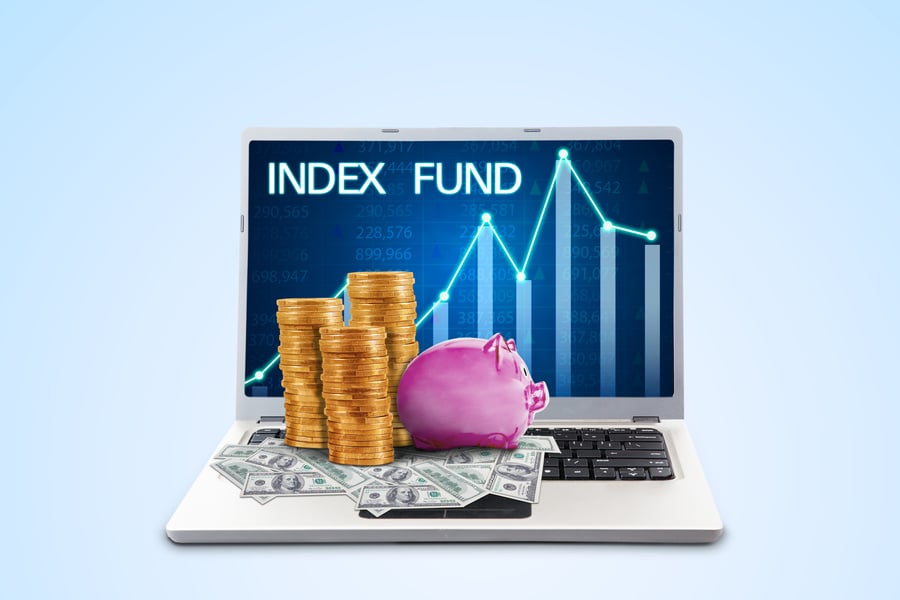 Growing Index Fund Graph on Laptop Screen